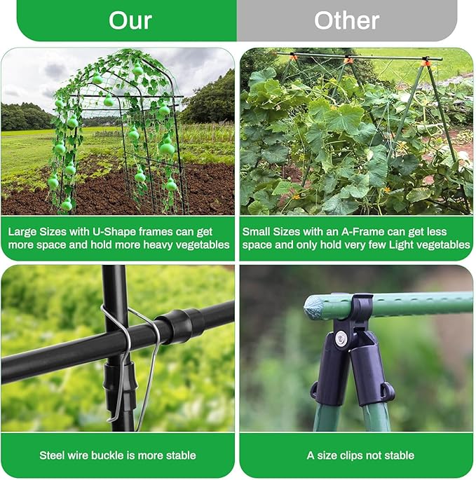 Tall Garden Arch Trellis for Climbing Plants Outdoor,7 ft Arbor Large Arch Tunnel Trellis, Metal Cucumber Trellis, Plant Support Archway Garden Trellis for Vegetables Fruits Flowers Yard