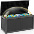 EFU Outdoor Storage Box 320 Gallon Deck Box (Indoor & Outdoor) Lockable UV Resistance Waterproof Resin Storage Bin Storage Box for Outdoor,Patio Storage With Support Rod(Black)