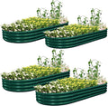 4 Pack 8x4x1FT Galvanized Raised Garden Bed Large Metal Planter Box Kit Elevated Raised Garden Planters for Outdoor Plants, Green