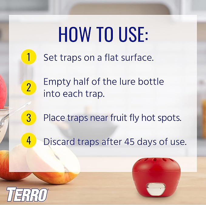 Terro Fruit Fly Traps for Indoors (12 Pack) + 540 Days of Lure Supply