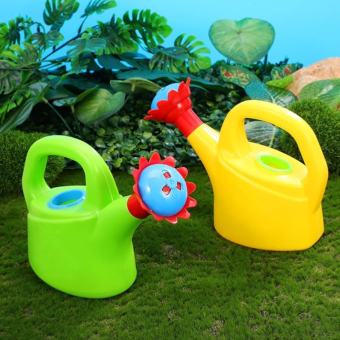 TOYANDONA 2pcs Toy Watering Can for Kids - Small Plastic Watering Cans Garden Flower Water Pot for Spring Summer Outdoor Bath Beach Sand Toys (Random Color)
