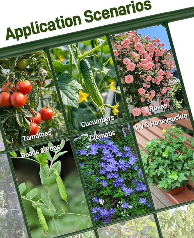 2Pcs 60"x16.2" Heavy Duty Steel A-Frame Garden Trellis for Climbing Plants – Rust-Proof Metal Trellis with Hardware Cloth, Perfect for Raised Beds,Cucumbers,Tomatoes & Outdoor Vines (Green)