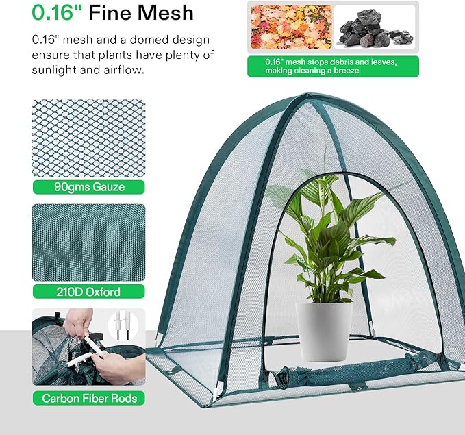 VIVOSUN Garden Netting Cover, 28 x 28 x 32 Inch Pop-up Guard Cover with Zip Entry for Plants, Vegetables, Fruits, Outdoor Run and Enclosure for Small Animals, 2-Pack, Green