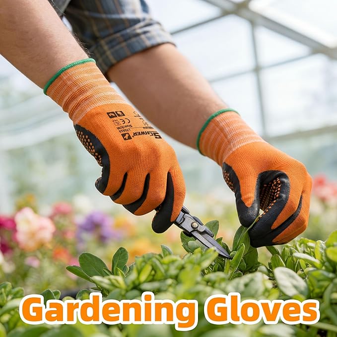 Schwer 24 Pairs Safety Work Gloves MicroFoam Nitrile Coated, Certified Level 6 Abrasion Resistant Gardening Gloves with MicroDot Grip, Touchscreen, General A1 Cut Resistant Glove, LT5619, S