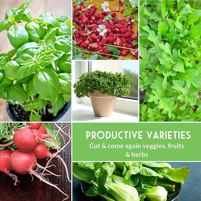 Tower Garden Seeds 15 Variety Collection - Heirloom Compact Vegetables & Herbs for Small Space, Patio, & Container Growing - Dwarf Garden Seed Variety Pack for Planting - Survival Garden Seeds