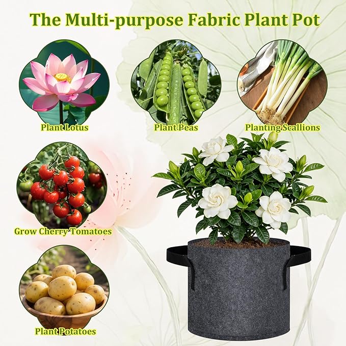 24 Pack 1 Gallon Aquatic Plant Pots, Reusable Fabric Aquatic Plant Baskets, Breathable Pond Plant Grow Bags with Handles for Water Lily, Lotus, Bog Plants, Aquatic Flowers