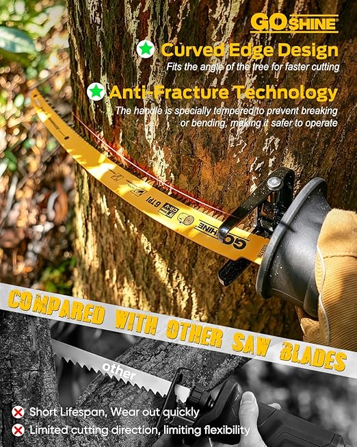 Goshine 5 Pack Japanese Teeth Reciprocating Saw Blades,15" Arc Curved Wood Pruning Sawzall Blades for Tree Trimming & Wood Cutting, with Storage Box(6TPI)