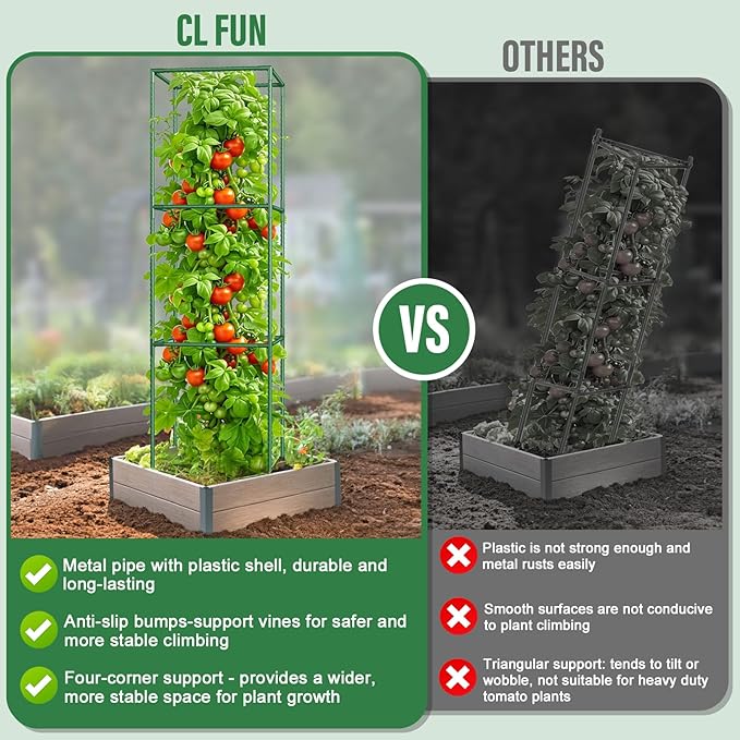 Square Tomato Cages for Garden: 3 Pack Heavy Duty Tomatoes Trellis - 48.5in Adjustable Height Tomato Plant Support cage for Flowers, Fruits, Vegetable