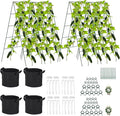 Foldable Cucumber Trellis - 4 Pack, A-Frame Garden Trellis 46" L x 18" W, Steel Climbing Plants Support Raised Bed Trellis with Twist Ties & Plant Bags for Climbing Plants Outdoor