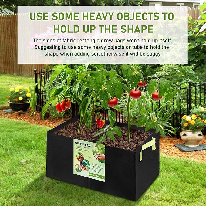 FACULX 3 Pack Planting Bags,2 Compartment Breathable Fabric Elevated Garden Bed, Rectangular Planting Pots, Suitable for Vegetables, Flowers, Fruits/Flowers, with Handles (59.5cm*30cm*30cm)