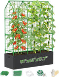 Cucumber Trellis with Grow Bag for Raised Bed, A-Shape Garden Trellis for Climbing Plants Outdoor, Metal Plant Trellis with Garden Netting for Flower Vegetables, Pea, Grape (50 * 17 * 65inch(L*W*H)