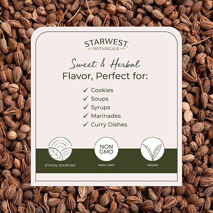 Starwest Botanicals Organic Anise Seed - Loose Herb for Tea & Baking, Dried Anise Seeds for Herbal Blends, Bulk Pack, Sweet & Aromatic Spice, Certified Kosher, Non-GMO - 1 lb Bag
