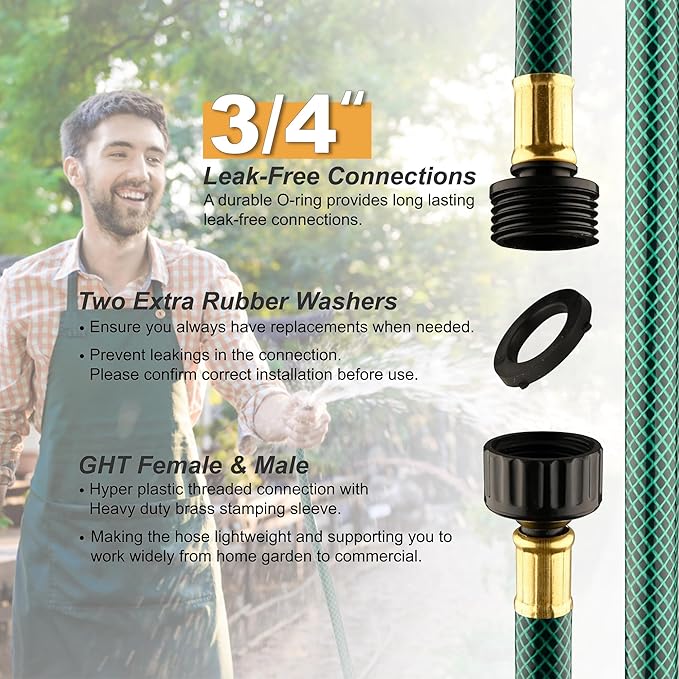Leader Hose for Outdoor Garden Connection: 1FT 1/2" Short Hose with Male to Female Fittings Leakproof and No Kink for Faucet Extension Drip Irrigation