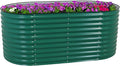Sunnydaze 79-Inch Oval Raised Garden Bed - Stackable Steel Vegetable Flower Bed Planter Kit with Rubber Edge Trim - Green