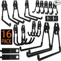 Steel Garage Storage Hooks - 16 Pack Anti-Slip Coating, Heavy Duty Wall Mount Hooks for Hanging Bike, Ladder, Garden Tools