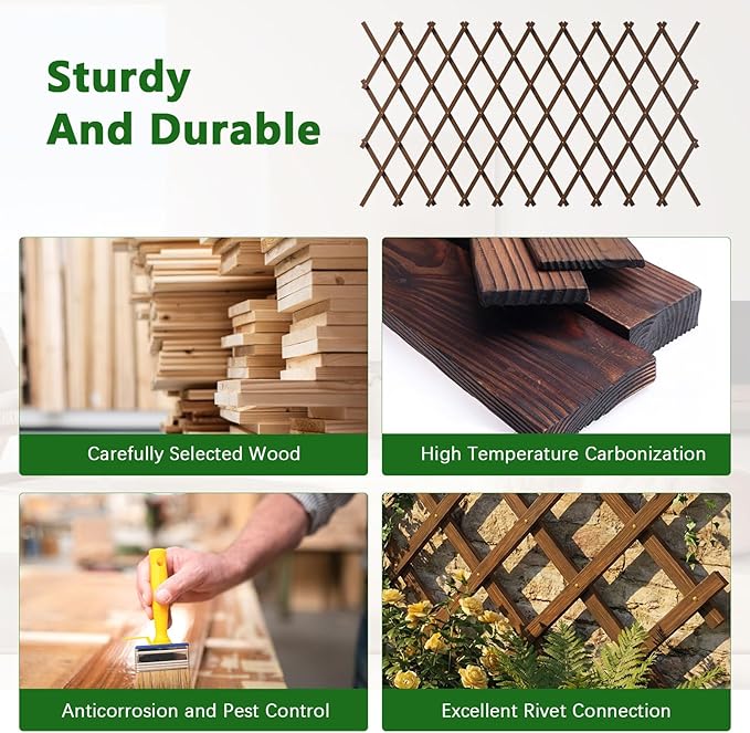 Expandable Garden Trellis, 37" x 90" Trellis for Climbing Plants Outdoor, Wooden Lattice Fence Wall Panel Lattice Panels for Outside, for Climbing Plants Vine Ivy Rose Cucumbers