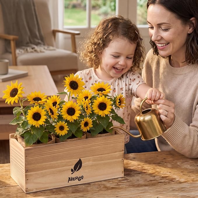 AVERGO Sunflower Seeds Growing Kit – Complete Seed and Plant Indoor & Outdoor Kit with Sunflower Seeds for Planting, Planter, Soil, Tools, Instructions – Ideal for Planting Sun Flowers at Home