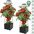 2Pcs Raised Garden Bed Tomato Planter Box with Trellis, 45 Inch Self-Watering Large Tomato Cage for Patio Garden Pots, Climbing Plants Cucumber Vine Vegetables Flowers Outdoor & Indoor