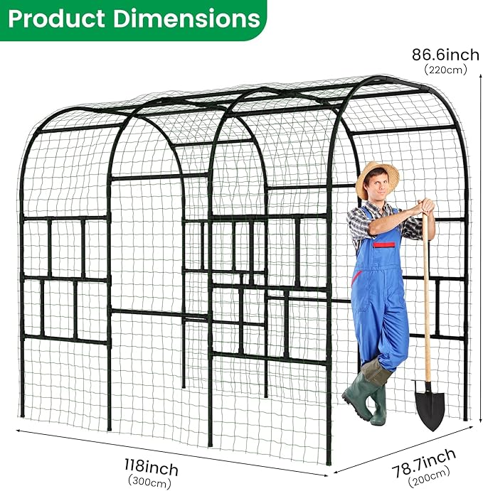 SUNYRISY Garden Arch Trellis, 118" x 79" x 87" Extra Large Garden Trellis for Climbing Plants Outdoor, Tall Archway Plant Support Garden Gazebo Outdoor for Grape Vine Vegetable Flower