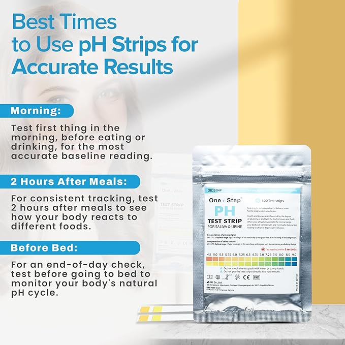 One Step pH Test Strips for Urine & Saliva Testing (4.5-9.0), 100 pH Strips, Test Alkaline & Acid Levels in The Body, Body pH Test Kit, Highly Accurate Results in Seconds, Home Health Tests