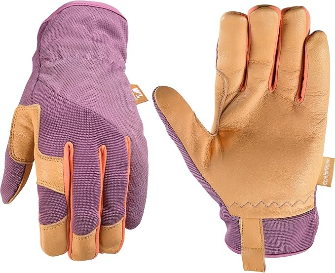 Wells Lamont Women's Leather Work Gloves, ComfortHyde Leather Hybrid, Breathable, Medium (7876M)