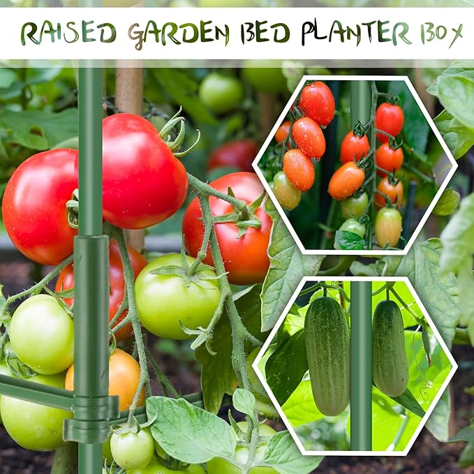 3 Pack 47" Tomato Cages with 10 Gallon Grow Bag Adjustable Tomato Cages for Garden Trellis Pots for Potted Plants Vertical Climbing Vegetables Outdoor Indoor
