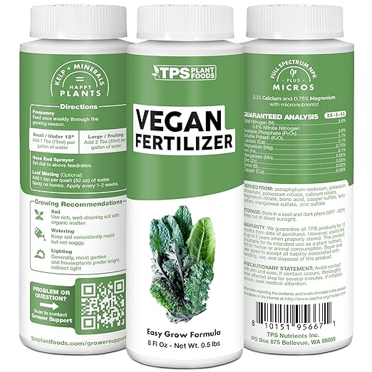Vegan Fertilizer for Vegetable Gardens, Works Great for All Types of Plants, Liquid Fertilizer by TPS Plant Foods, 8 oz (250mL)