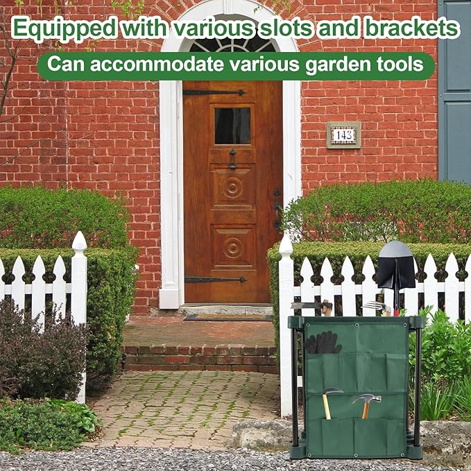 Garden Tool Storage Rack Lightweight Construction Farm Tool Organizer Complete with Slots and Brackets Garden Tools Ideal for Garden Sheds(Dark Green)