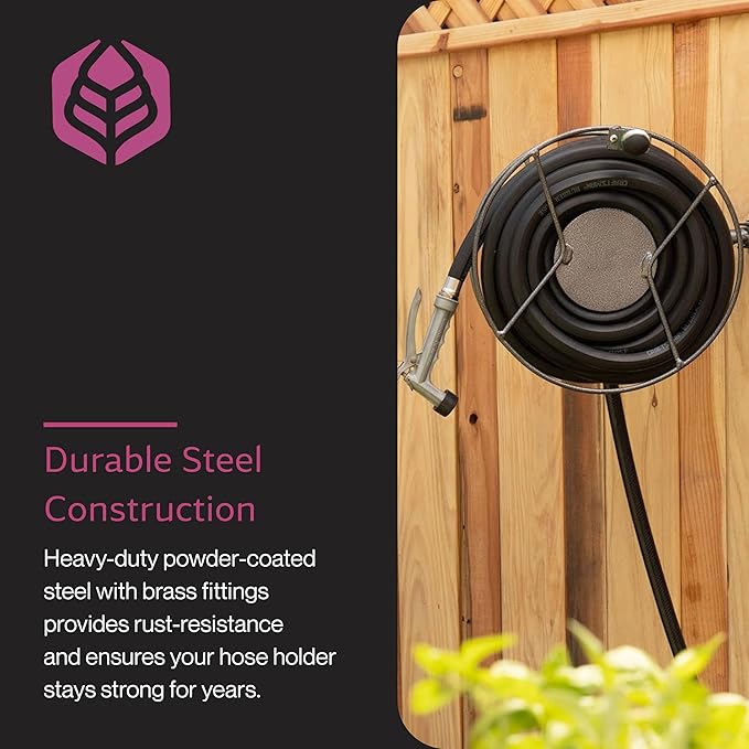 Yard Butler Hose Reel Mounts - Compact and Versatile Garden Hose Holder with Swivel and Mounting Options - Great for Garden Storage, 180 Degree Pivot