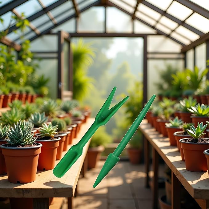 Pack of 2 Green Mini Garden Hand Succulent Transplanting Tools,Widger Plastic Seedlings Dibber Sowing Digging Mini Gardens Hands Tool for Home Garden Hand Tools