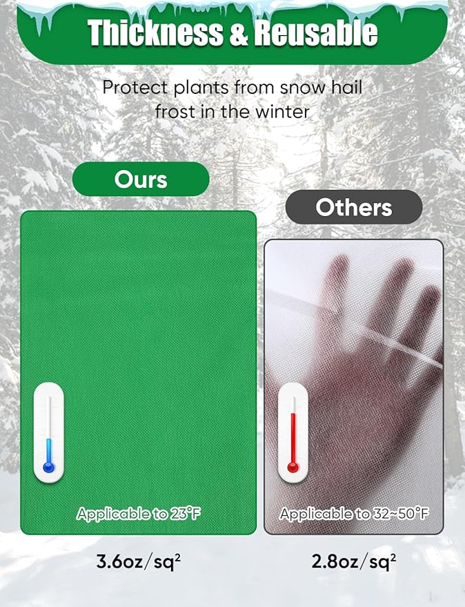 2Pack Winter Plant Covers Freeze Protection - 71" x 63" Large Thickened Frost Blankets for Plants Fruit Tree Shrubs Cloth Protector Drawstring Bags Jacket for Outdoor Plants (3.2 oz/yd²)