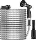 Metal Garden Hose 25ft Heavy Duty Stainless Steel Water Hose with Sprayer & Metal Fittings Flexible Lightweight Hose Puncture Proof Hose for Yard, Outdoors, Rv