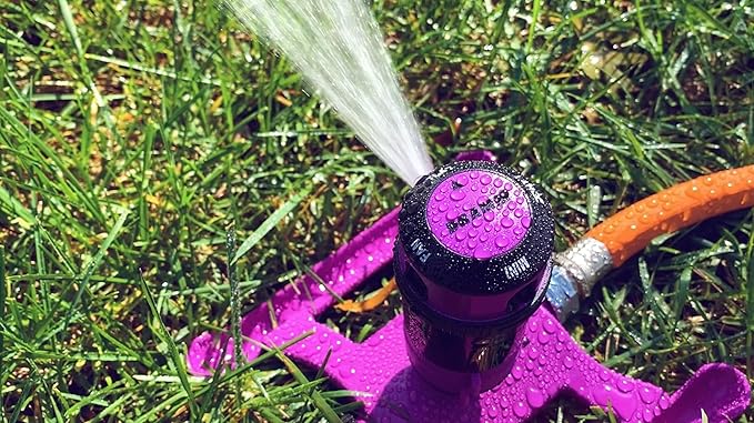 Dramm ColorStorm Gear Drive Sprinkler on Heavy Duty,Durable Metal Base, 4 Patterns, Ideal for Small, Medium & Large Areas with Pass Through Feature, Yellow, 40 Foot Diameter