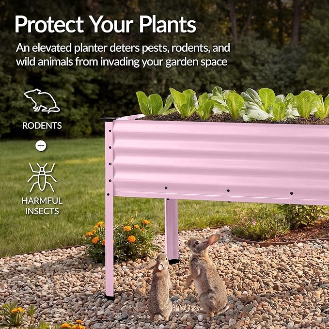 Best Choice Products 48x24x30in Galvanized Raised Garden Bed, Metal Elevated Planter Box, Vegetable Garden for Backyard, Patio, Balcony, 100% Non Toxic Materials - Pink