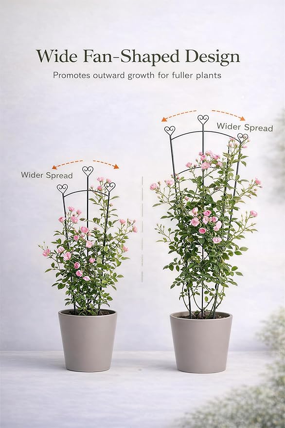 2 Pack Trellis for Climbing Plants Indoor, 31.5 Inch & 46.5 Inch Garden Plant Trellis for Climbing Plants Outdoor, Expandable House Plant Support for Pothos, Ivy, Monstera, Hoya, Black