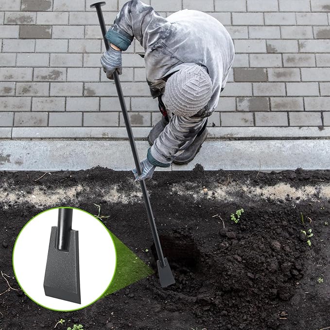 69 Inch Tamping and Digging Bar Steel Bars Post Hole Digger Tamping Bar (Shovel Shape, Black)