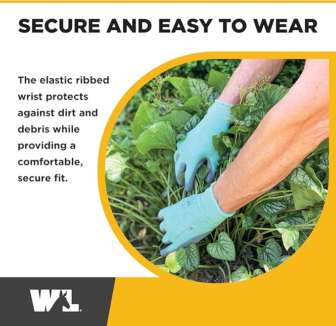 Wells Lamont Gardening Gloves for Women – Breathable Polyester, Seamless Fit – PU-Coated Palm for Grip & Durability – Elastic Wrist – Pink/Green/Purple