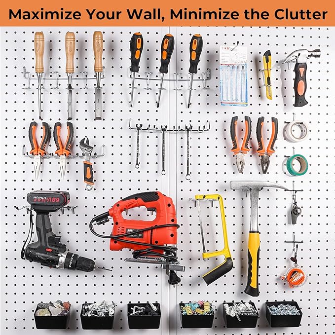 INCLY 320PCS Pegboard Accessories Organizer Kit, Peg Board Hooks Assortment with 20PCS Bins for Organizing Various Tools, Fit 1/8 or 1/4 inch Pegboard for Garage Wall Hanging & Storage