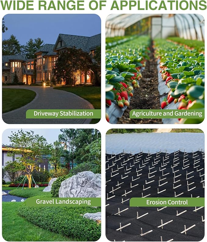 6ftx300ft Weed Barrier Landscape Fabric Heavy Duty, Premium 2.4oz Garden Geotextile Fabric, Outdoor Weed Blocker Landscaping Fabric, for Driveway Mats, Erosion Control, Ground Cover Weed Barrier