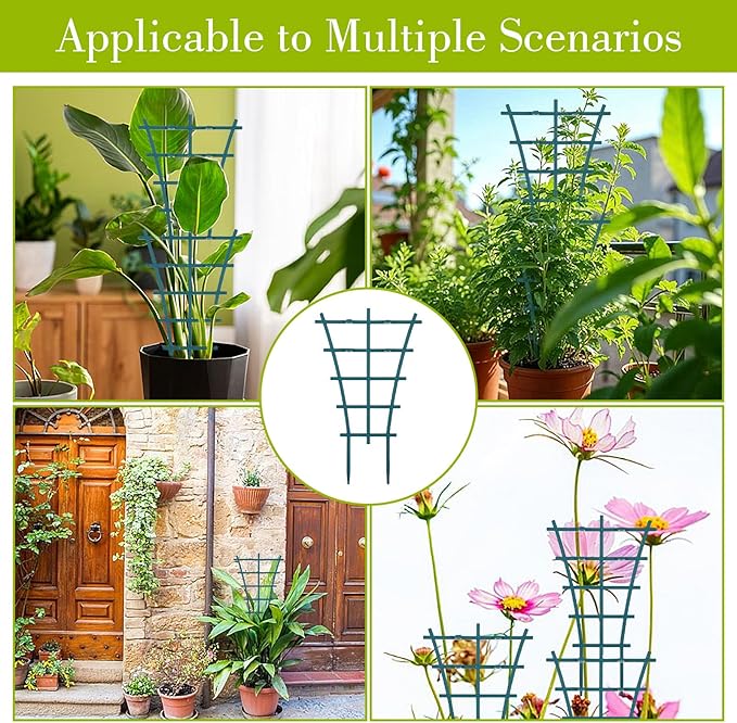 6PCS Small Trellis for Potted Plants, 9.6x5.9in Stackable Plant Trellis Indoor for Climbing Plants Plastic Superimposed Potted Plant Support for Houseplant Pothos Flower Vines Vegetable Ivy