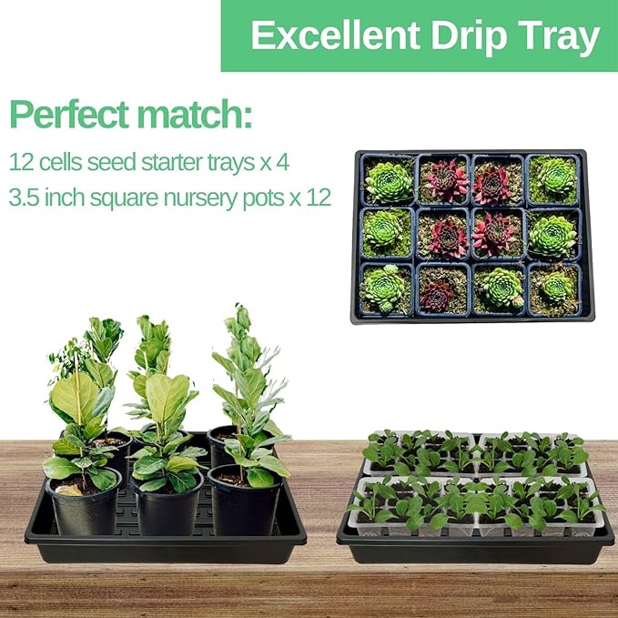 Heavy-Duty Extra Thick Seed Starting Trays 10 Pack, Reusable Microgreens Growing & Germination Trays, Durable Fodder Flats for Plants & Seedlings, No Leakage, No Holes, 15 x 11 x 2.5 Inches