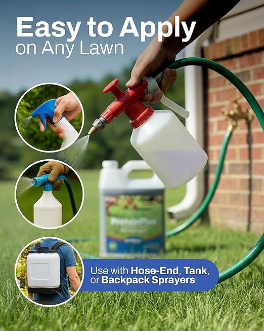 EarthWorks ProteinPlus Organic Liquid Fertilizer, Green Up Lawn Food with Essential Nutrients (Nitrogen, Carbon, Iron & Zinc), All Grass Types, Foil Spray Backpack or Hose End Applicators, 1 Gallon