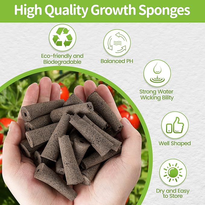 Seed Pods Kit for AeroGarden, 30pcs Grow Sponges with A&B Nutrient, 1 Tweezers, 10 Tags, Seed Starter Pods Replacement Root Growth Sponges Compatible with Hydroponics Growing System