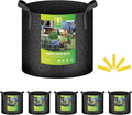 iPower 5-Pack 1 Gallon Plant Grow Bags Thickened Nonwoven Aeration Fabric Pots Heavy Duty Durable Container, Strap Handles for Garden, Black