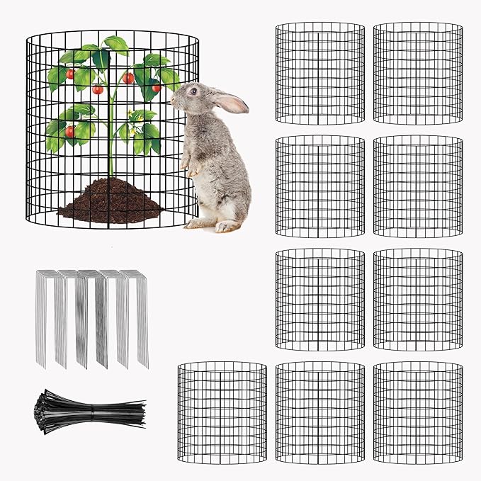 30 Pcs 11.8 in x12 in Wire Plant Protector Cages - Chicken Wire Cloche Animal Barrier, Metal Mesh Plant Cage with Stakes and Ties for Raised Bed Vegetables, Flowers, Shrubs & Plants