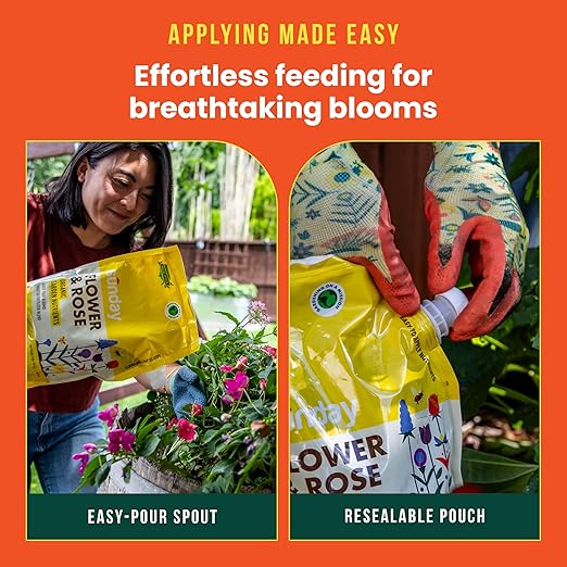Sunday Flower and Rose Garden Naturals Plant Food Mix - Ready-to-Use Fertilizer - Perfect for Bulbs, Wildflowers, and Ornamental Gardens - OMRI-Listed, 4-4-6 NPK Mix - 2 Pack, 2lb Mix