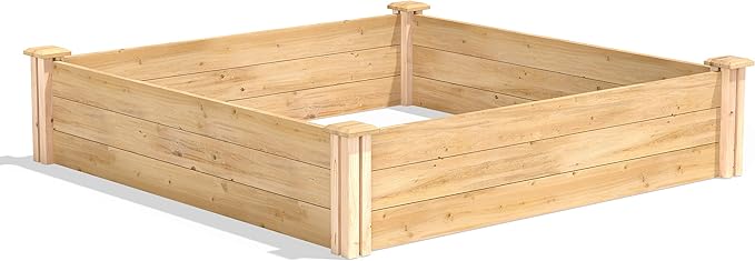 Greenes Fence Classic Cedar Raised Garden Bed, 4' x 4' x 10.5" (1/2" Thick) - Made in USA with North American Cedar