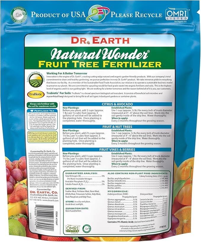 Dr. Earth Natural Wonder Organic Fruit Tree Fertilizer - 4lb 5-5-2