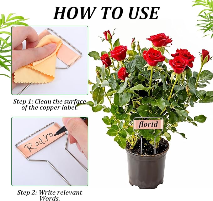 60 Pcs Metal Garden Tags Plant Labels for Garden Waterproof Plant Markers with 2 Permanent Pen Planting Nursery Tags Reusable Labels Stake for Plants (Copper Color,4 Inch)