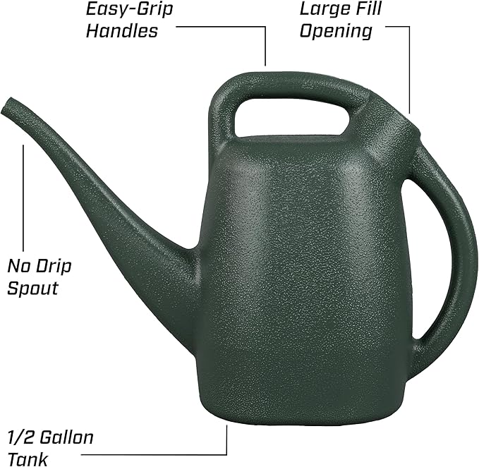 Chapin 48005 Watering Can, Garden, Indoor and Outdoor Plants, Recycled Plastic, Made in USA, Black, 1/2 Gallon, Blue
